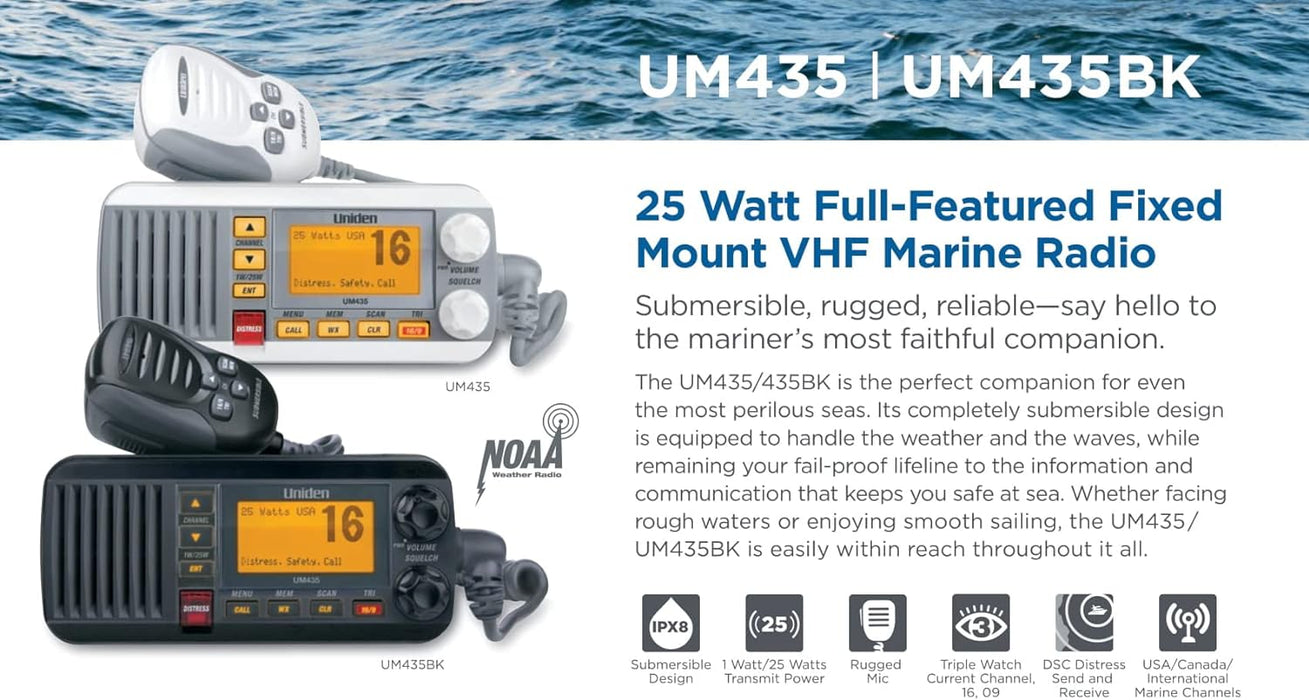 Uniden UM435 Fixed Mount VHF Radio - Black [UM435BK]