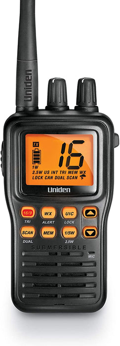 Uniden MHS75 Waterproof Handheld 2-Way VHF Marine radio, Submersible