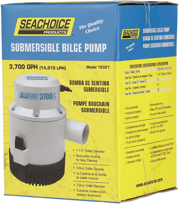 Seachoice 19321 Submersible Bilge Pump – 3,700 GPH