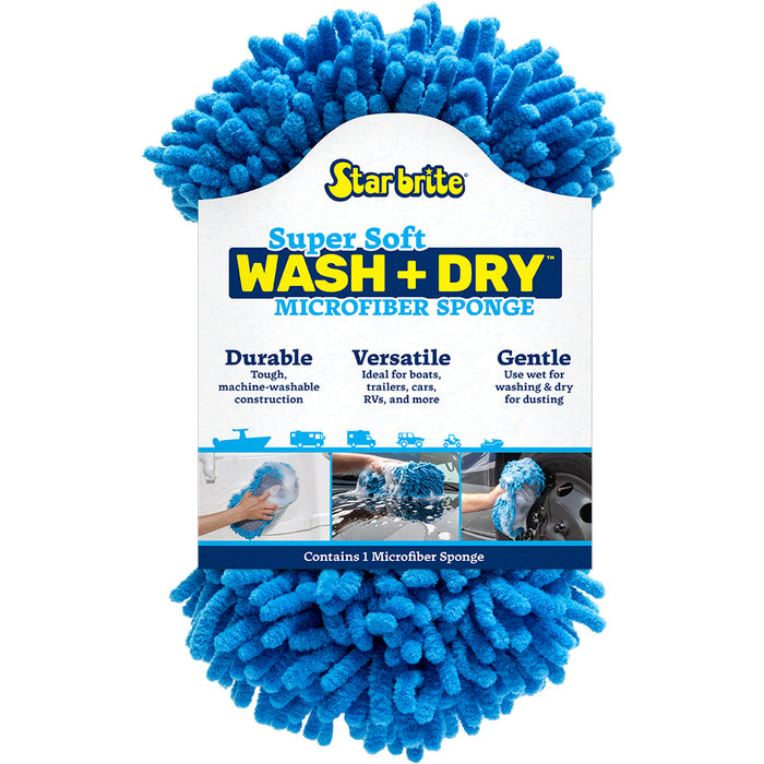 Star brite Microfiber Reggae Sponge - Blue, Dual-Sided Scrubbing  Dusting [40078]