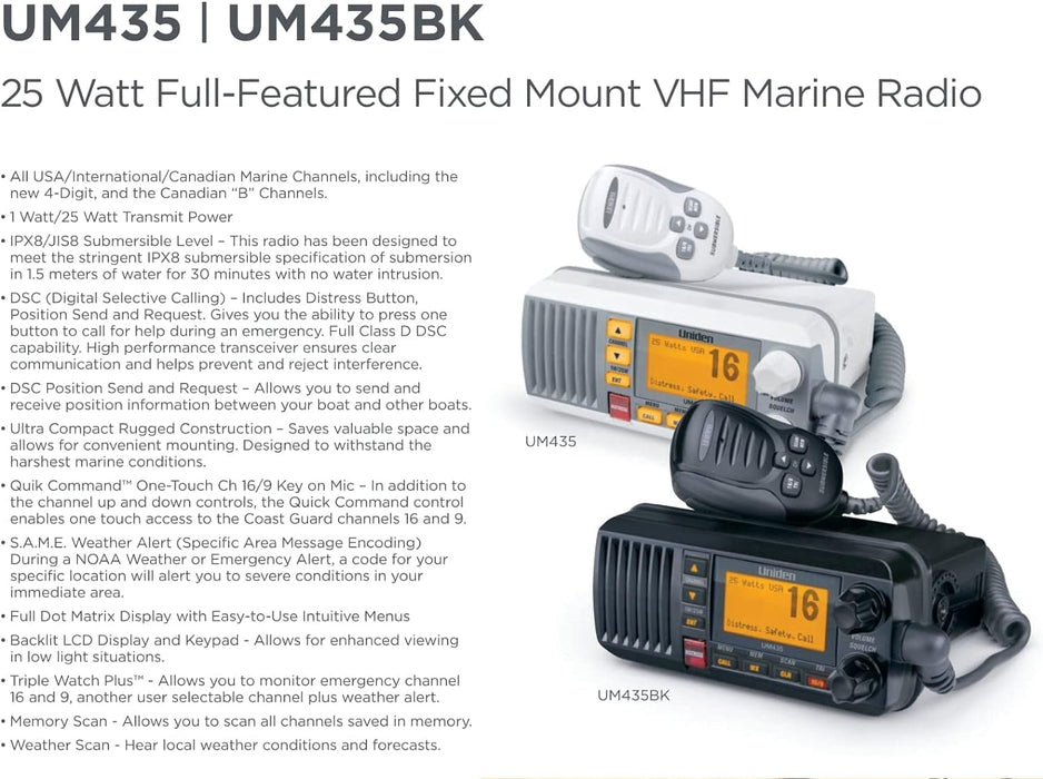 Uniden UM435 Fixed Mount VHF Radio - White [UM435]