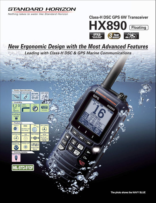 Standard Horizon HX890 Floating 6 Watt Class H DSC Handheld VHF/GPS - Black [HX890BK]