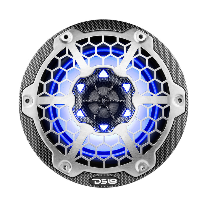 DS18 HYDRO 6.5" 2-Way Marine Speakers w/RGB LED Lights 300W - Black Carbon Fiber [CF-65]