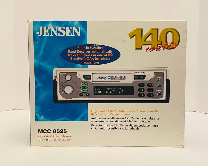 Jensen MCC8525 Car Marine Stereo Pullout Cassette AM/FM 4-way AUX CD-IN