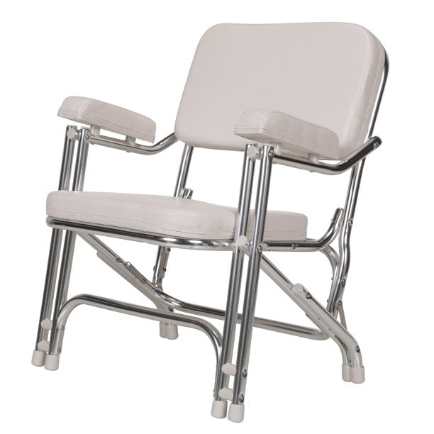Seachoice 78501 Folding Deck Chair – White Marine Vinyl – Folds for Easy Storage