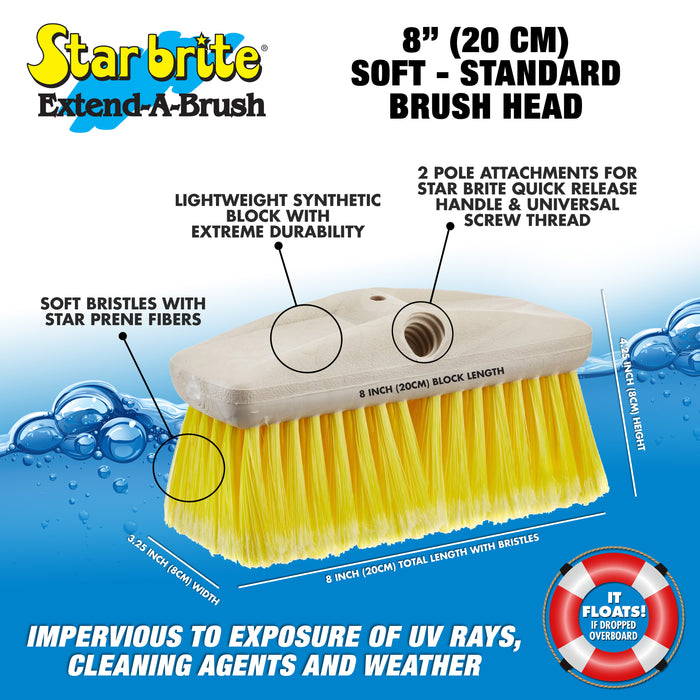 Starbrite 40013 8" Soft Wash Brush, Yellow