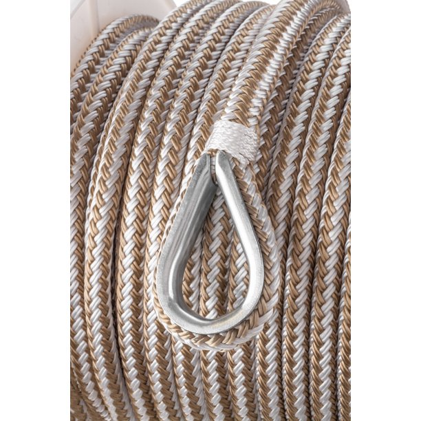 Seachoice 42381 Double-Braid Nylon Anchor Line – Gold and White – 1/2 Inch x 200 Feet