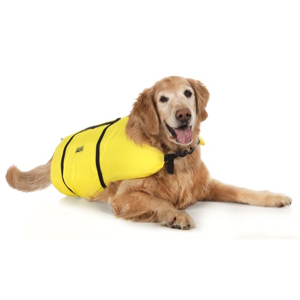 Seachoice 86330 Dog Life Vest - Adjustable Life Jacket for Dogs, with Grab Handle, Yellow, Size Medium, 20 to 50 Pounds