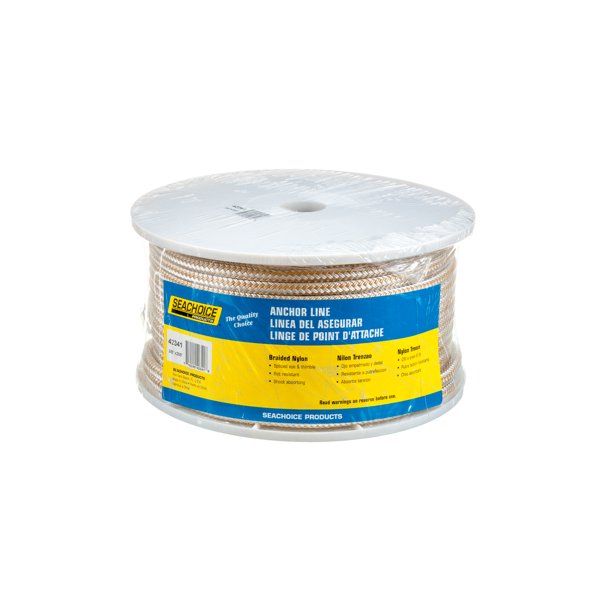 Seachoice 42341 Double-Braid Nylon Anchor Line – Gold and White – 3/8 Inch x 200 Feet