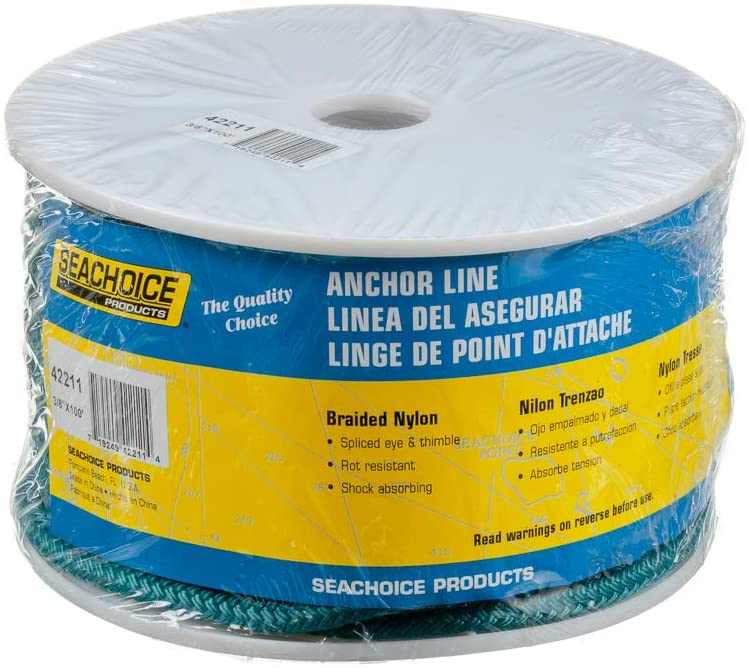 Seachoice 42211 Double-Braid Nylon Anchor Line – Teal – 3/8 Inch x 100 Feet