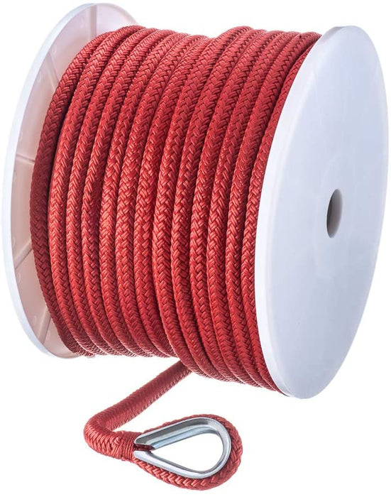 Seachoice 42261 Double-Braid Nylon Anchor Line – Red – 1/2 Inch x 150 Feet