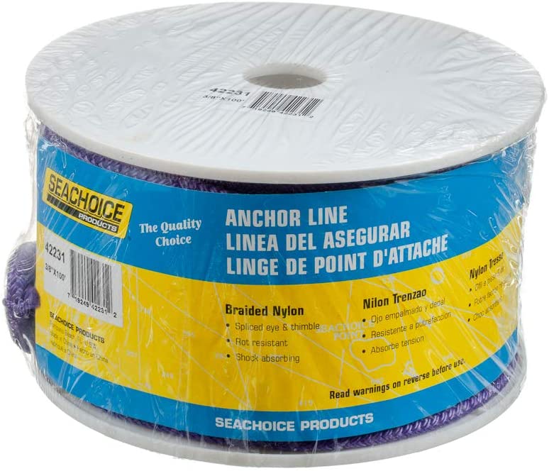 Seachoice 42231 Double-Braid Nylon Anchor Line – Purple – 3/8 Inch x 100 Feet