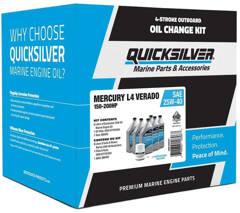 Quicksilver 8M0169542 High Horsepower Oil Change Kit - for Mercury L4 Verado 4-Stroke Engines