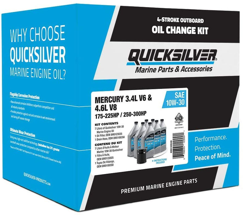 Quicksilver 8M0169548 High Horsepower Oil Change Kit – for Mercury V6 and V8 4-Stroke Engines