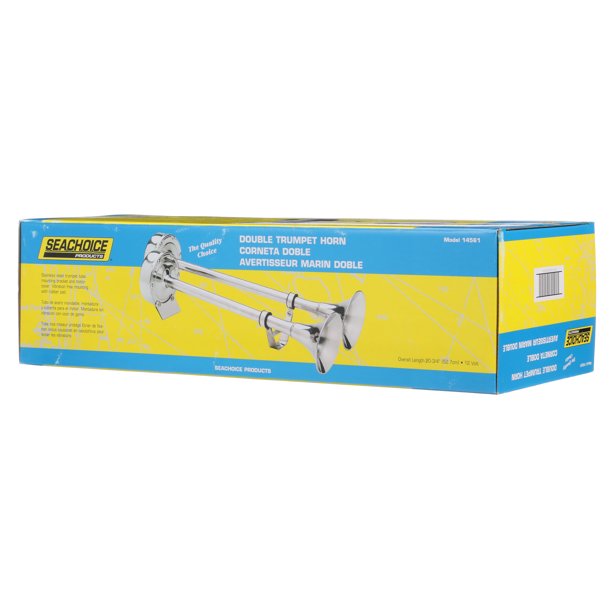 Seachoice 14561 Stainless Steel Dual Trumpet Horn