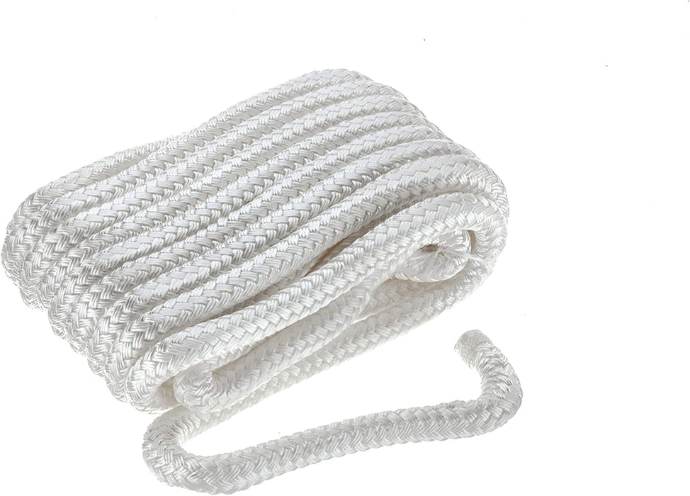 Seachoice 40091 Double Braid Nylon Dock Line with Eye Splice 3/8"X15'