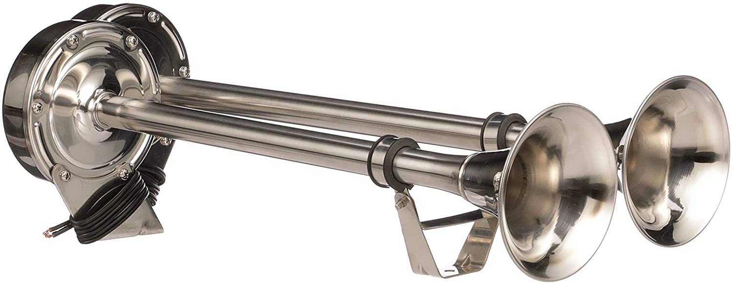 Seachoice 14561 Stainless Steel Dual Trumpet Horn