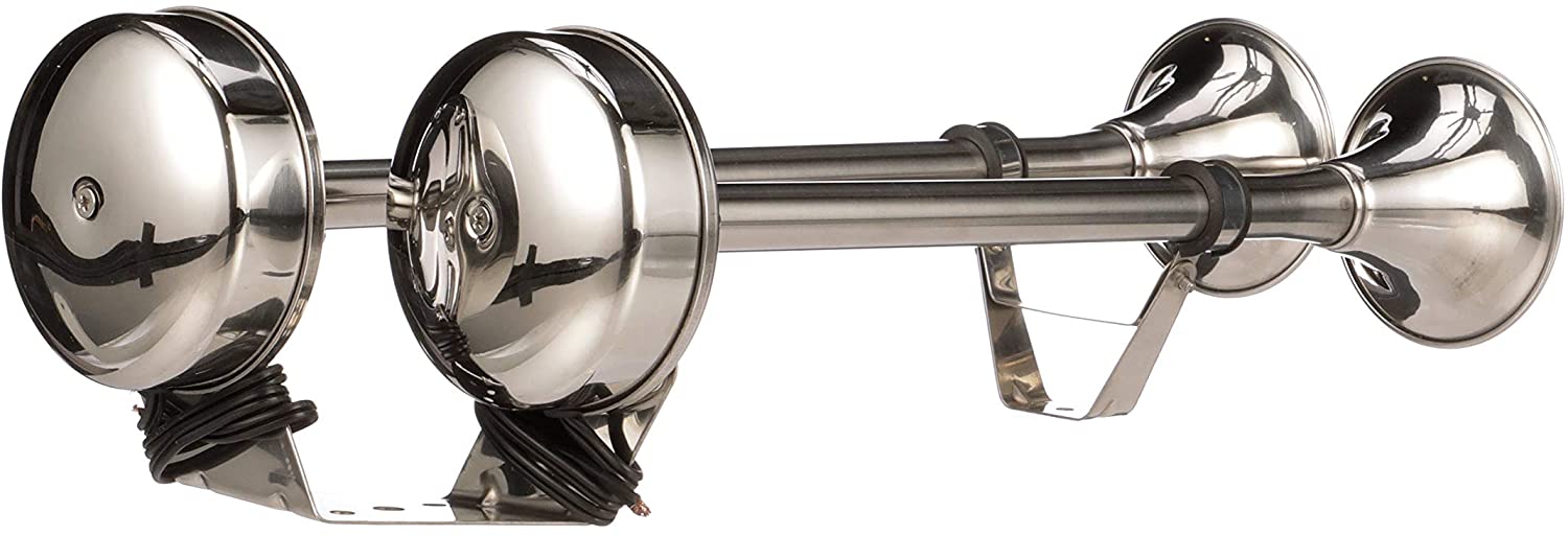 Seachoice 14561 Stainless Steel Dual Trumpet Horn