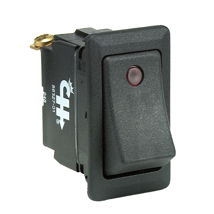 Cole Hersee Sealed Rocker Switch w/Small Round Pilot Lights SPST On-Off 3 Screw [56327-01-BP]