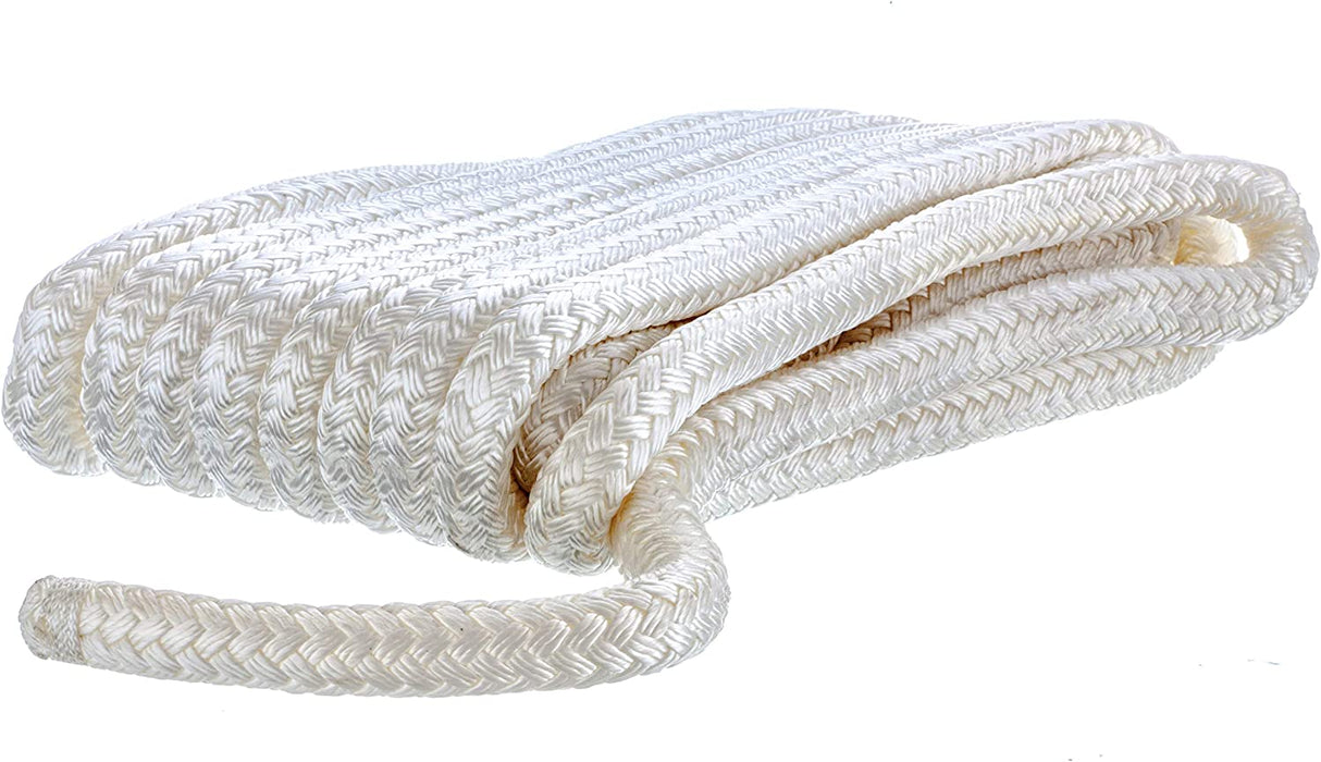 Seachoice 40131 Double Braid Nylon Dock Line with Eye Splice 1/2"X25'