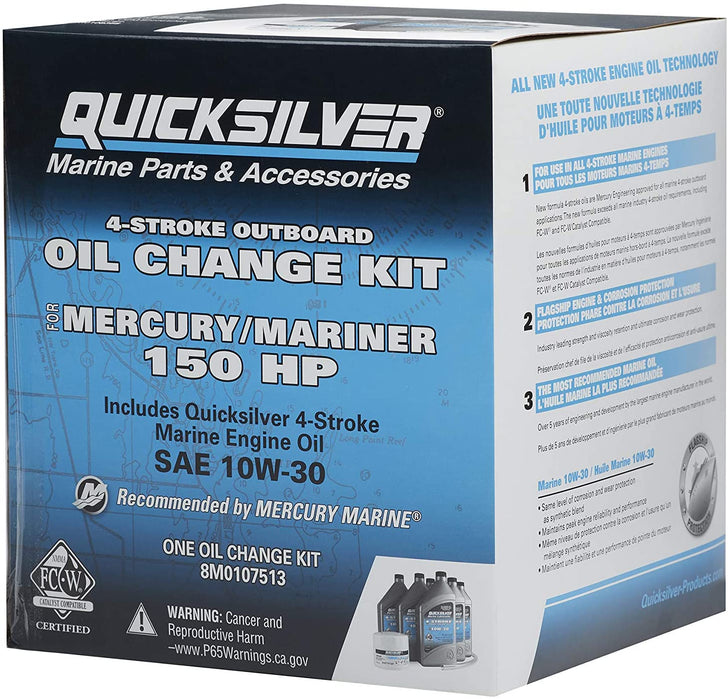 Quicksilver 8M0107513 Marine Engine Oil Change Kit for Mercury/Mariner 150 HP Engines