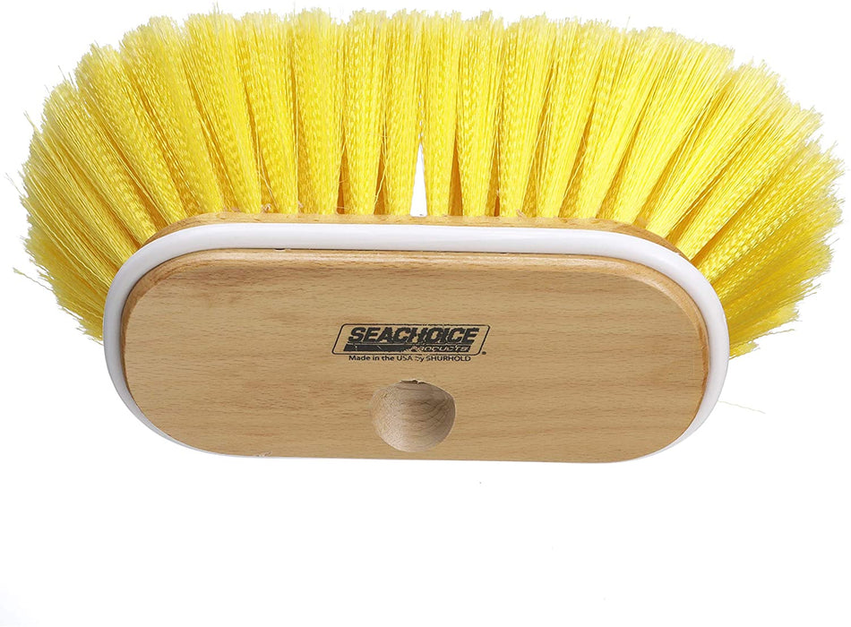 Seachoice 90591 Deck Brush with Threaded Hole – 6 Inch – Soft Bristles – Wood Block