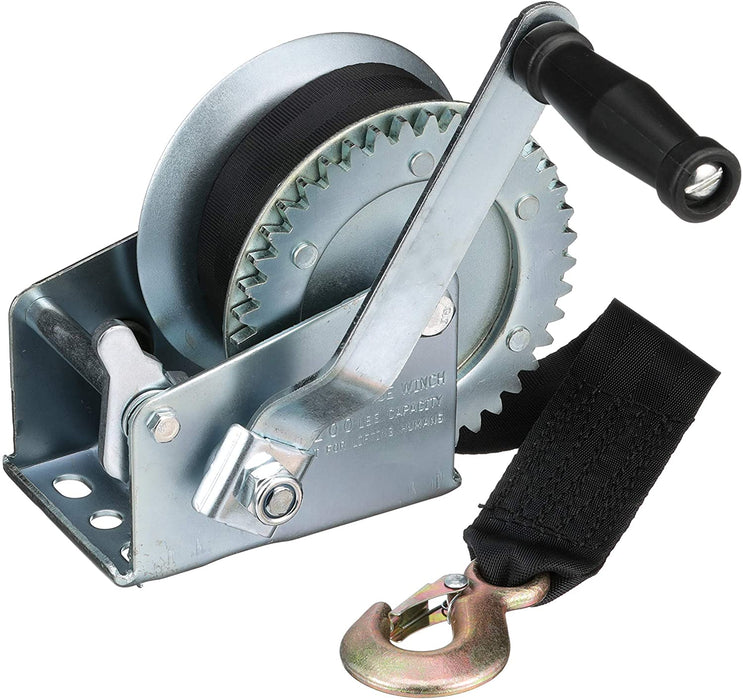 Seachoice 52191 Marine Boat Trailer Winch 1,200 lb with Strap and Spring Hook