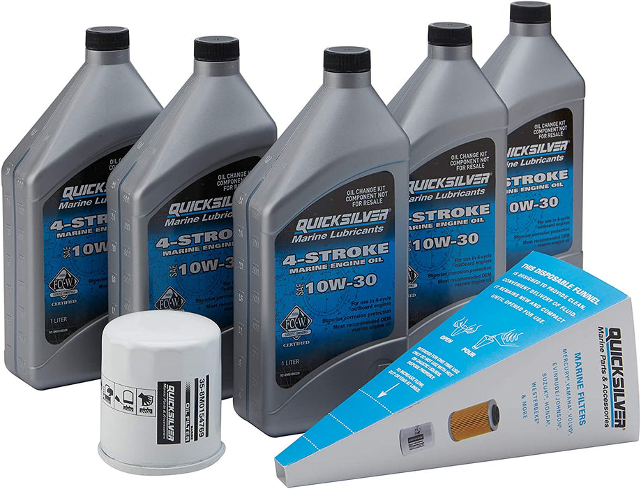 Quicksilver 8M0162419 4-Stroke Oil Change Kit - for Yamaha Outboard Engines - F30, F40, F50, F60, F70, F75, F80, F90, F100, F115, F150, F200, F225, F250 and F300