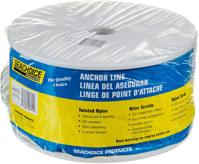 Seachoice 40711 3-Strand Twisted Nylon Anchor Line 3/8" X 100'