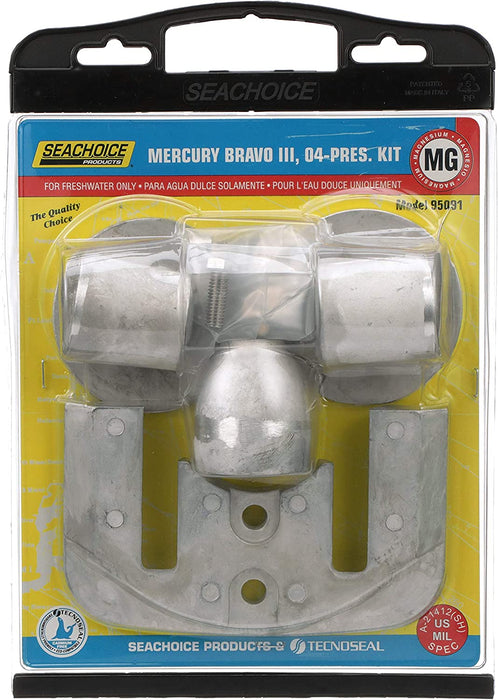 Seachoice 95091 Mercury Bravo III Anode Kit, Magnesium