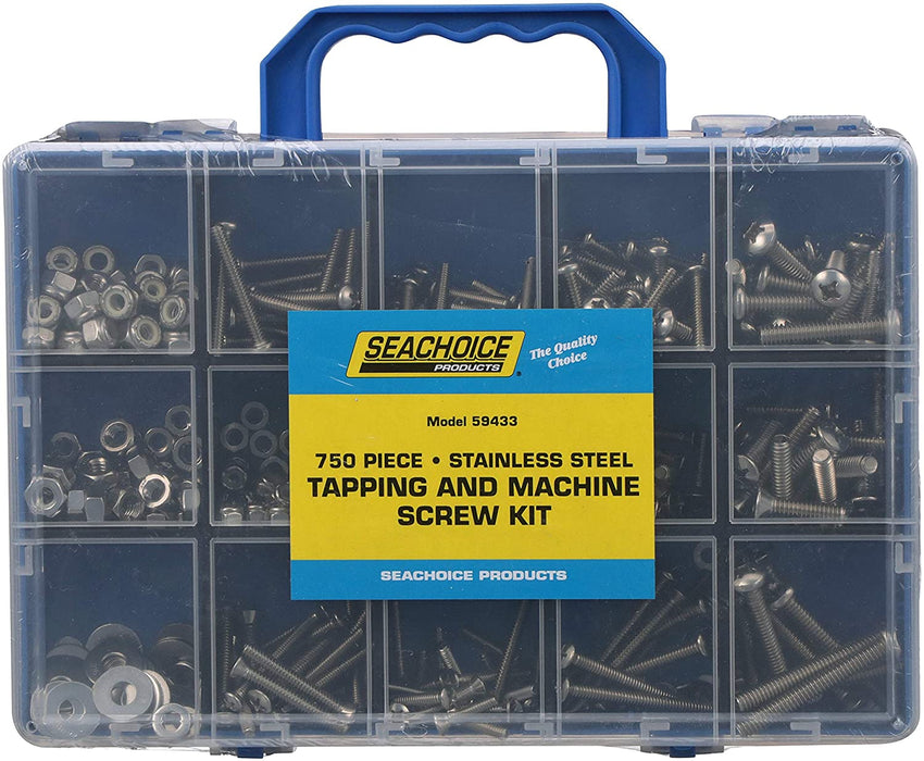 Seachoice 59433 Stainless Steel Tapping and Machine Screw Kit, 750 Piece