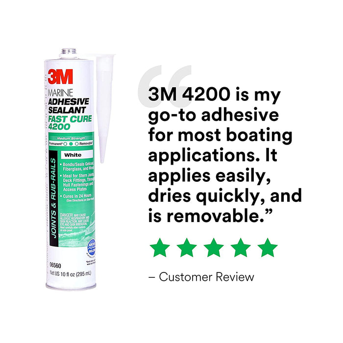 3M Marine Adhesive Sealant Fast Cure 4200 (06560) Semi-Permanent Flexible Adhesive