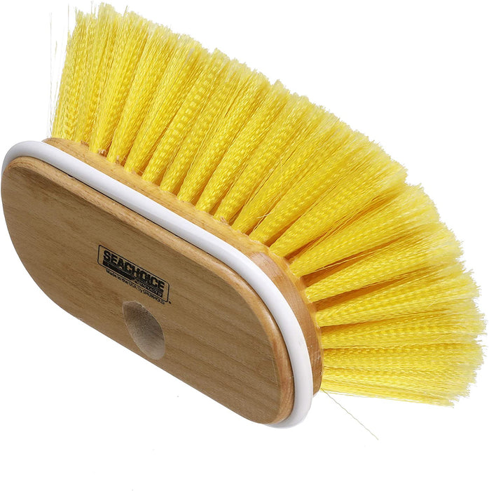 Seachoice 90591 Deck Brush with Threaded Hole – 6 Inch – Soft Bristles – Wood Block