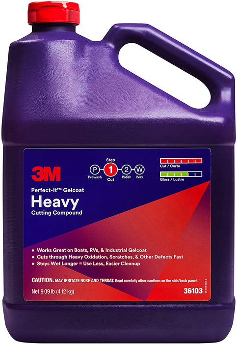 3M Perfect-It Gelcoat Heavy Cutting Compound, 36103, 1 Gallon, Fiberglass Oxidation Remover for Boats and RVs
