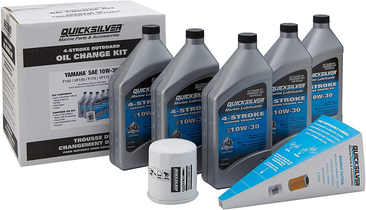 Quicksilver 8M0162419 4-Stroke Oil Change Kit - for Yamaha Outboard Engines - F30, F40, F50, F60, F70, F75, F80, F90, F100, F115, F150, F200, F225, F250 and F300