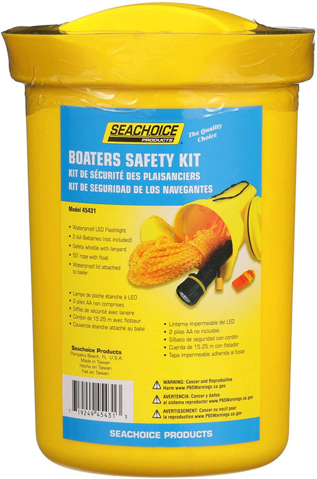 Seachoice 45431 Boat Bailer Safety Kit – Includes Flashlight, Whistle, 50 Foot Line and Bailer