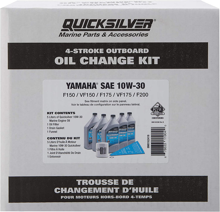 Quicksilver 8M0162419 4-Stroke Oil Change Kit - for Yamaha Outboard Engines - F30, F40, F50, F60, F70, F75, F80, F90, F100, F115, F150, F200, F225, F250 and F300