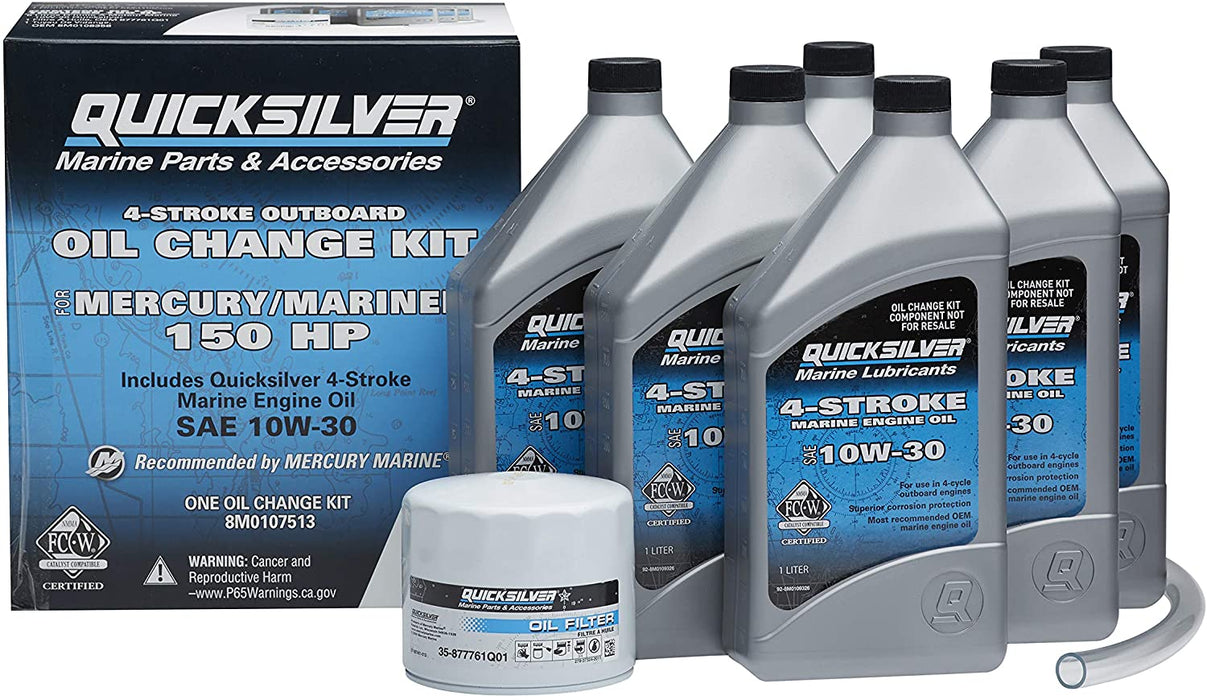 Quicksilver 8M0107513 Marine Engine Oil Change Kit for Mercury/Mariner 150 HP Engines