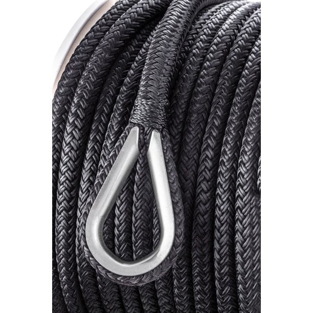 Seachoice 42201 High Quality Anchor Rope for Boating - Double Braid Nylon Anchor Line, ⅜ In. x 100 Ft., Black