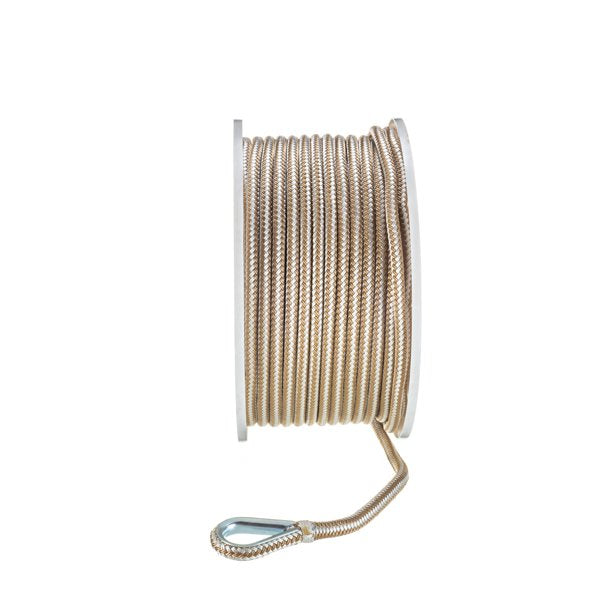 Seachoice 42341 Double-Braid Nylon Anchor Line – Gold and White – 3/8 Inch x 200 Feet