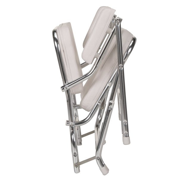 Seachoice 78501 Folding Deck Chair – White Marine Vinyl – Folds for Easy Storage