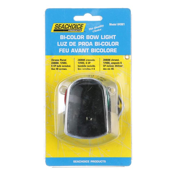 Seachoice 04981 Zamak Chrome-Plated 12V Bi-Color Navigation Bow Light