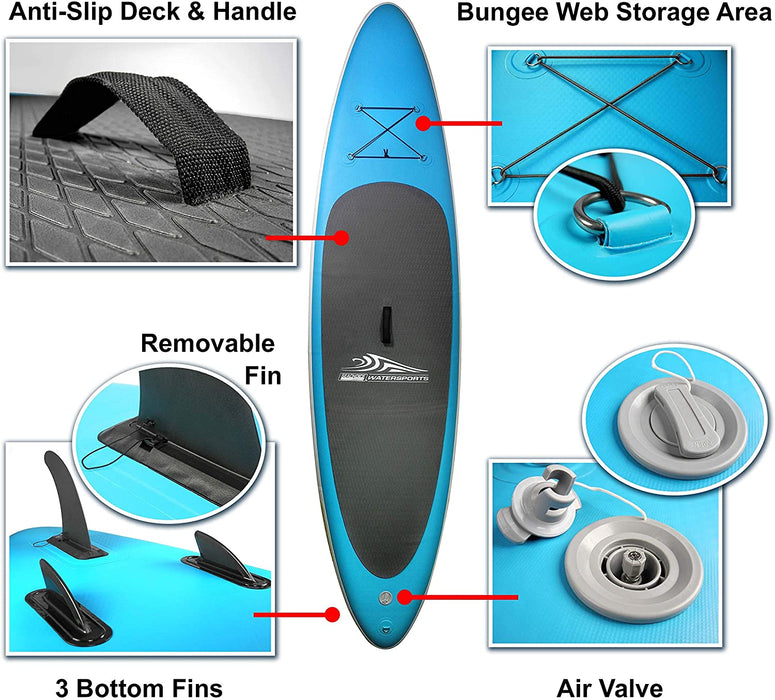 SEACHOICE 86941 Inflatable Stand-Up Paddle Board Kit - Includes Dual-Action Pump with Pressure Gauge, Ankle Leash & Carry-Bag