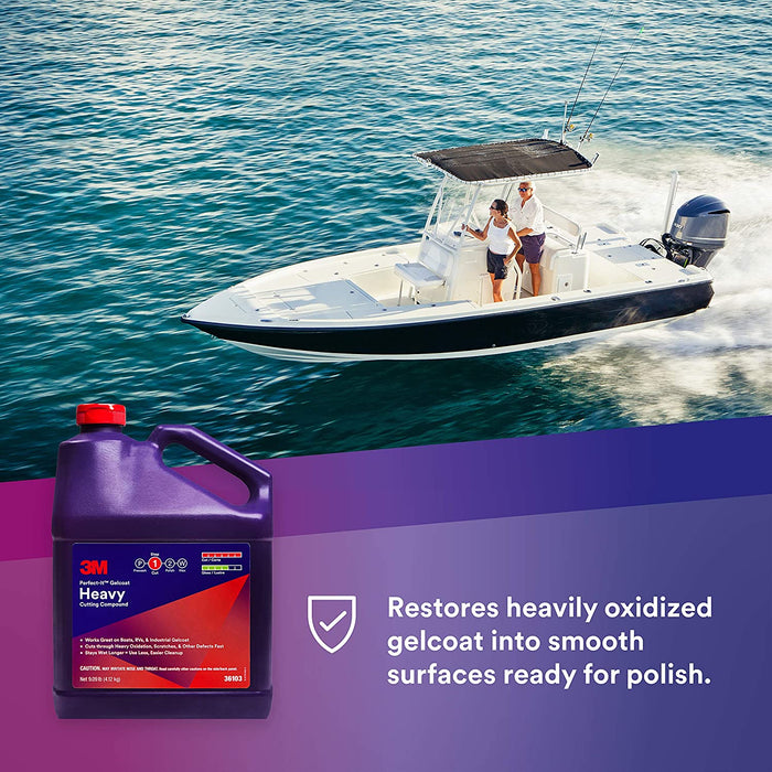3M Perfect-It Gelcoat Heavy Cutting Compound, 36103, 1 Gallon, Fiberglass Oxidation Remover for Boats and RVs