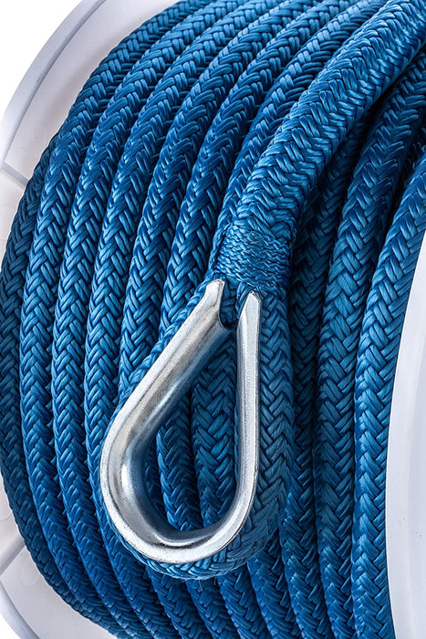 Seachoice 42161 Anchor Rope for Boating - Double Braid Nylon Anchor Line, ⅜-Inch x 100 Feet, Blue
