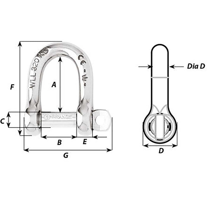 Wichard Self-Locking D Shackle - Diameter 4mm - 5/32" [1201W]