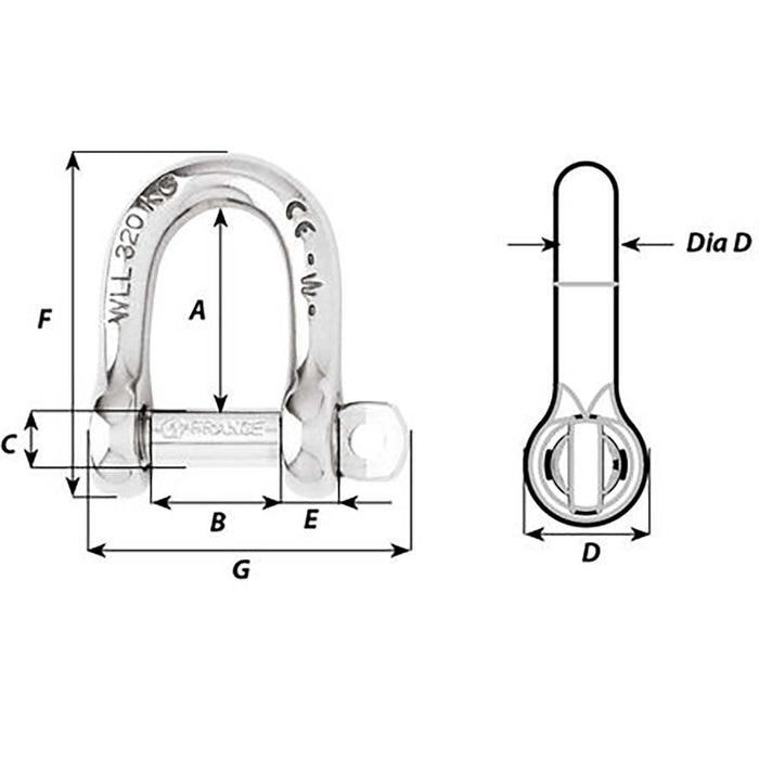 Wichard Self-Locking D Shackle - Diameter 6mm - 1/4" [01203]