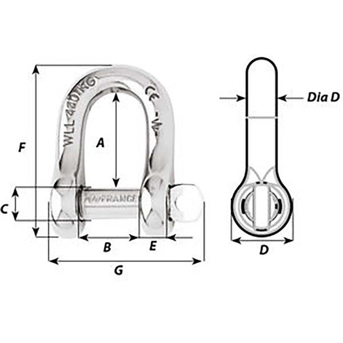 Wichard Captive Pin D Shackle - Diameter 8mm - 5/16" [1404W]