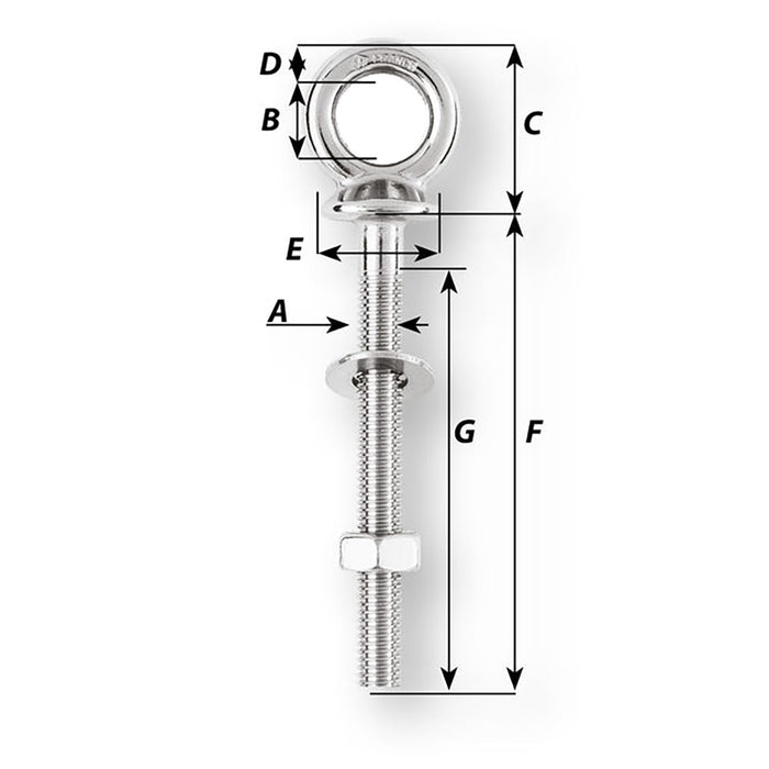 Wichard Eye Bolt - Diameter 9/16" - Length 3-5/32" [6492W]