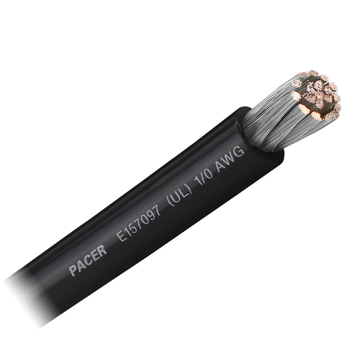 Pacer Black 1/0 AWG Battery Cable - Sold By The Foot [WUL1/0BK-FT]